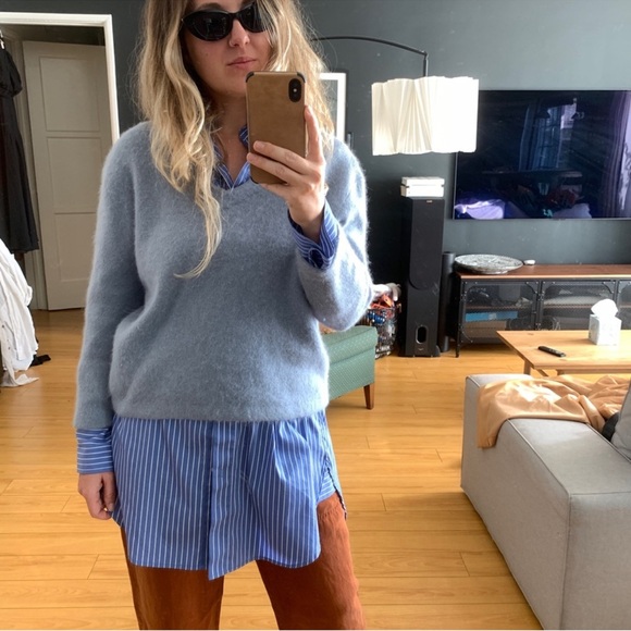 MAJE SHORT ANGORA BLEND V-NECK SWEATER - Picture 6 of 10